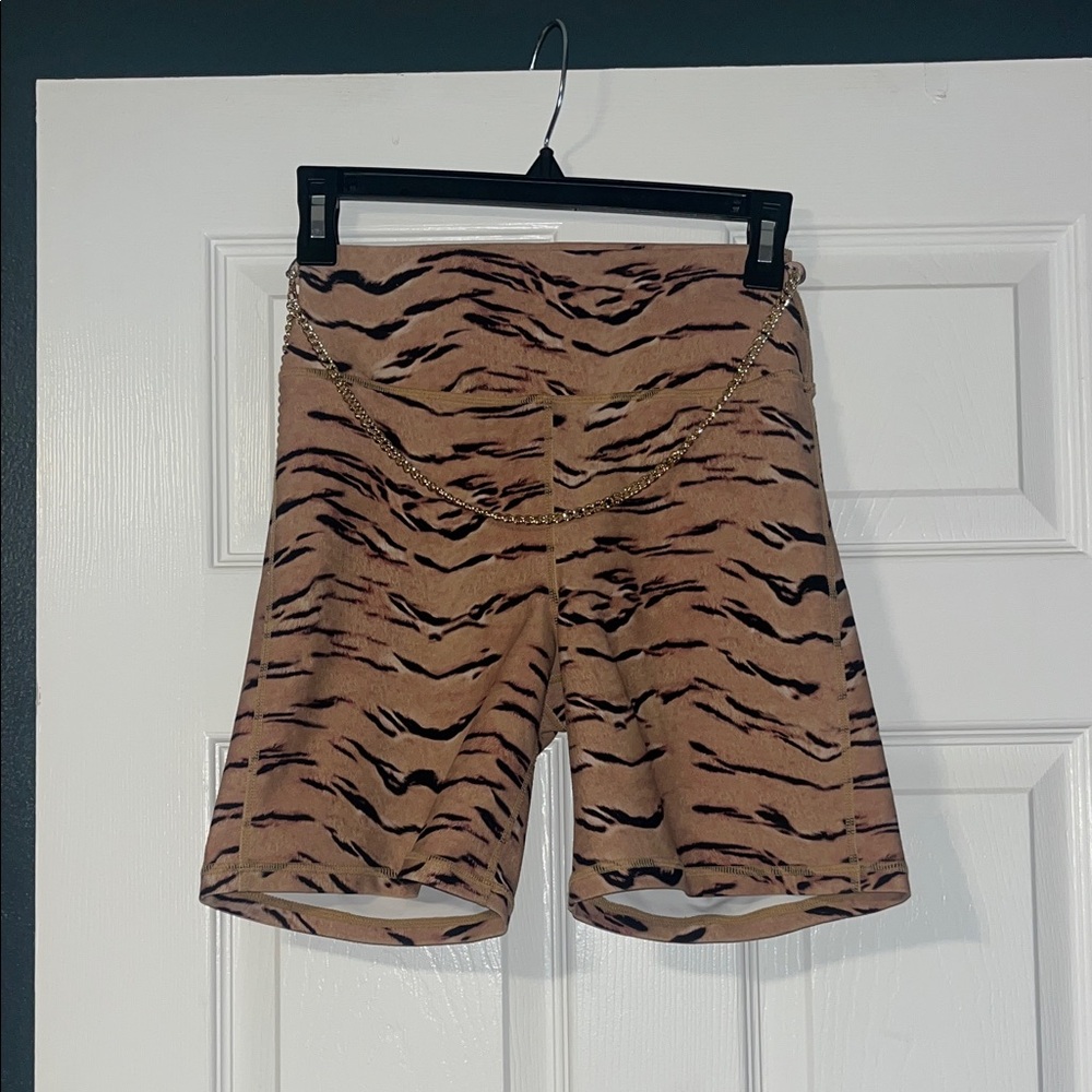 WeWoreWhat Tan and Black Tiger Print Bike Shorts